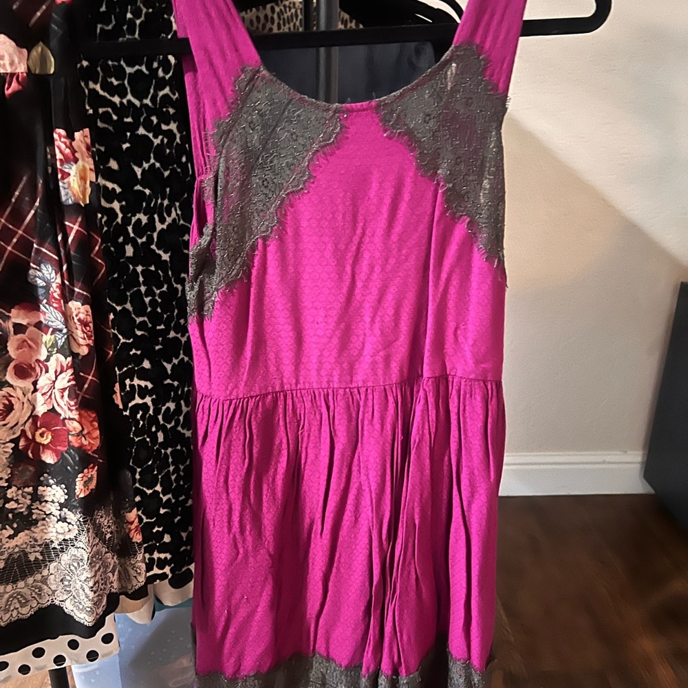 Free People Fuchsia and Gray Midi Dress